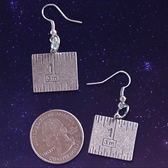 Silver Ruler Earrings - Picture 2 of 6